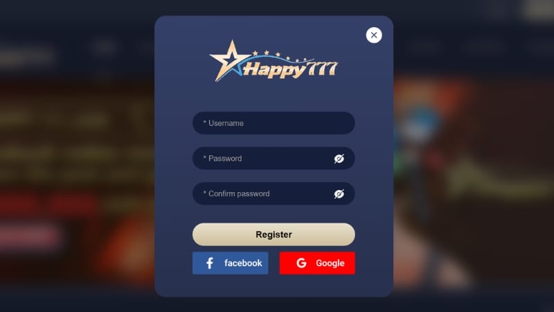 HAPPY777 Register Form